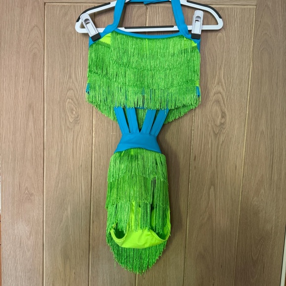 Weissman Blue and Green Fringe Dance Costume - Picture 5 of 8